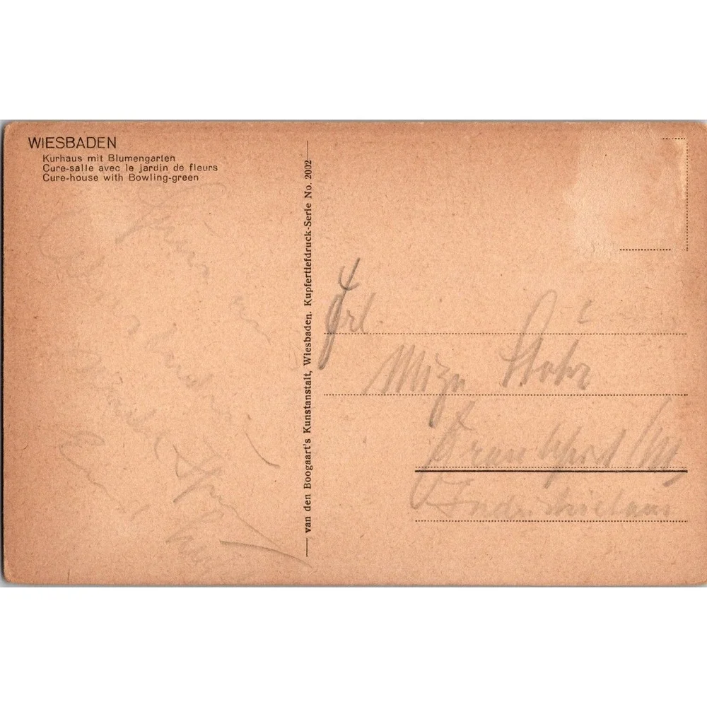 Vintage Wiesbaden Kurhaus Postcard with‎ Blumengarten Garden Scene